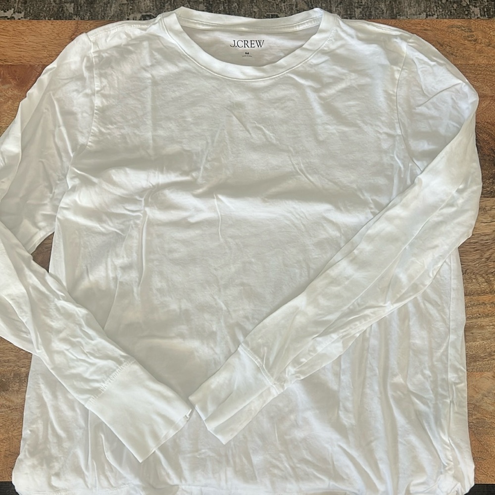 J.CREW White Premium Jersey Long Sleeve Tee BW057 M White